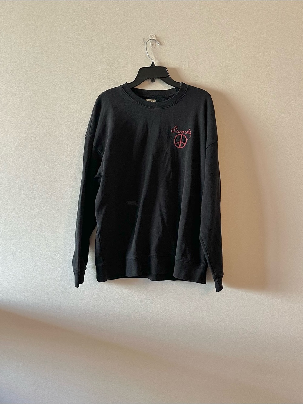 READ FLAWED Hey Gang Swords Peace Embroidered Sweatshirt Crewneck USA Black 3